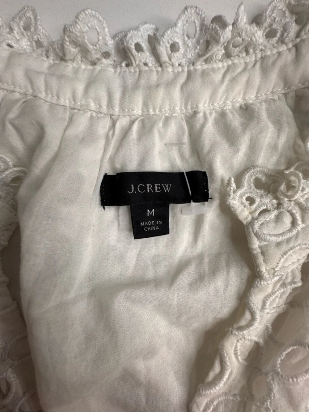 J. Crew White Eyelet Tiered Popover Dress - Picture 4 of 13
